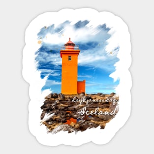 Orange Lighthouse. Iceland. Reykjanes Peninsula. Sticker